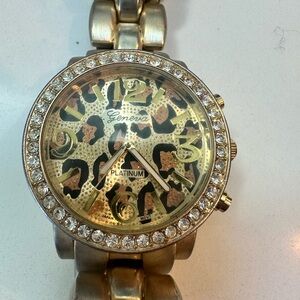 Geneva Gold and Black Leopard Women's Watch needs battery